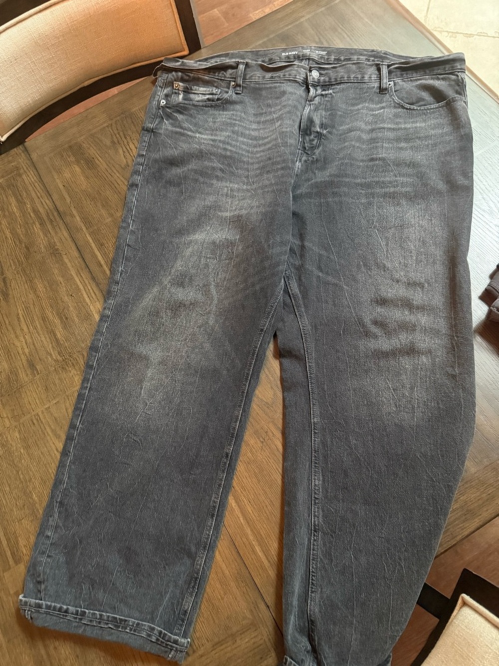 Men's Black Washed Jeans - Classic Straight Fit 46x30 big and tall